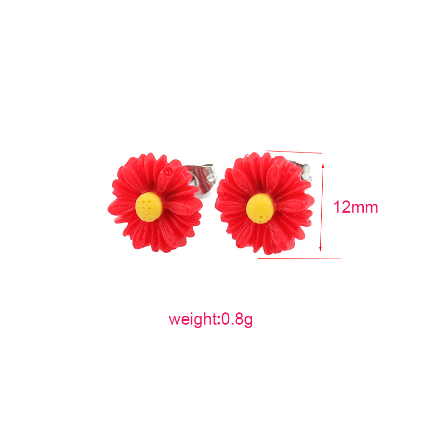 1 Pair Sweet Simple Style Flower Plating Stainless Steel Resin Resin None Ear Studs display picture 1