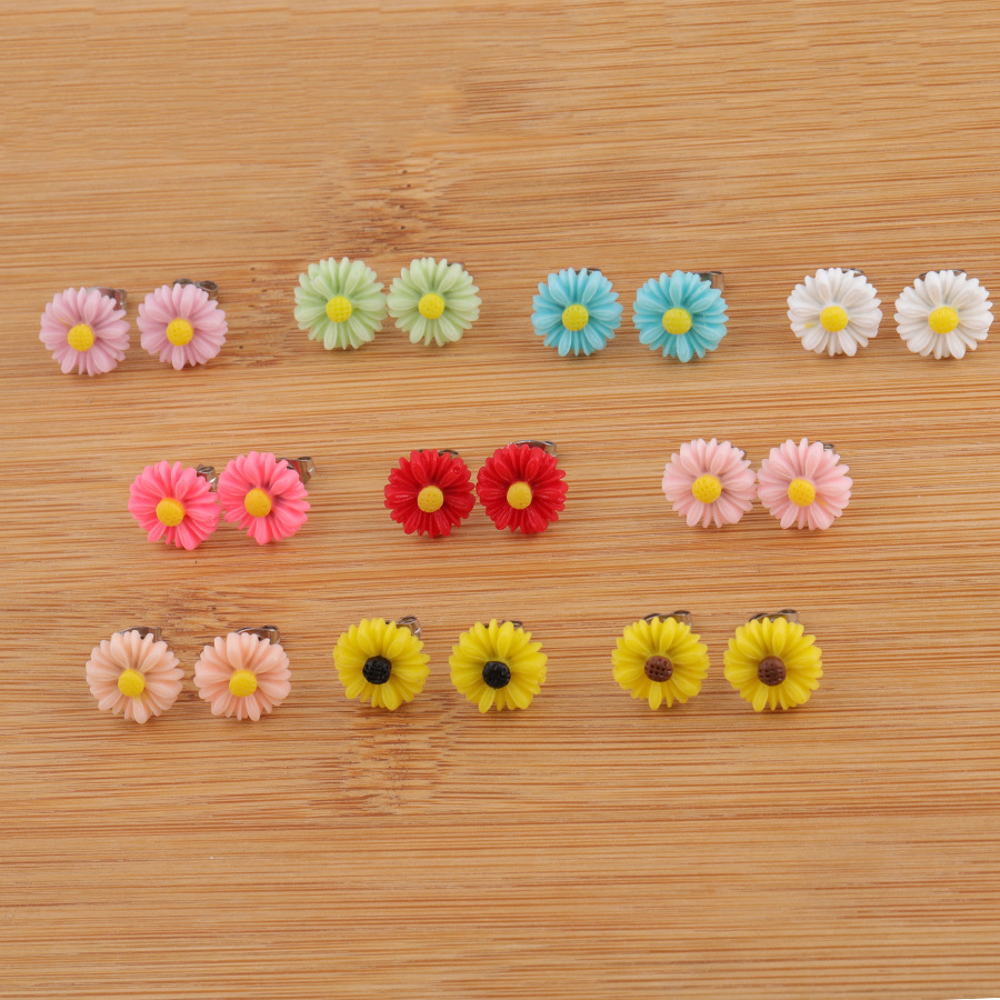 1 Pair Sweet Simple Style Flower Plating Stainless Steel Resin Resin None Ear Studs display picture 4