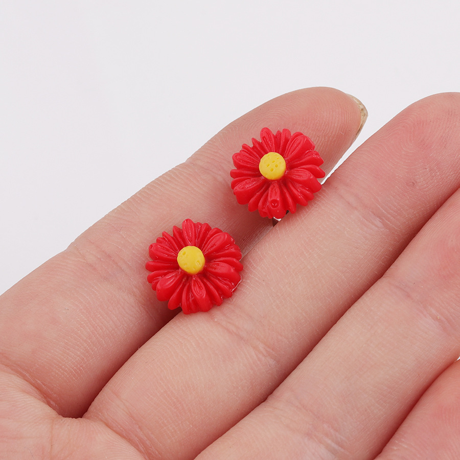 1 Pair Sweet Simple Style Flower Plating Stainless Steel Resin Resin None Ear Studs display picture 6