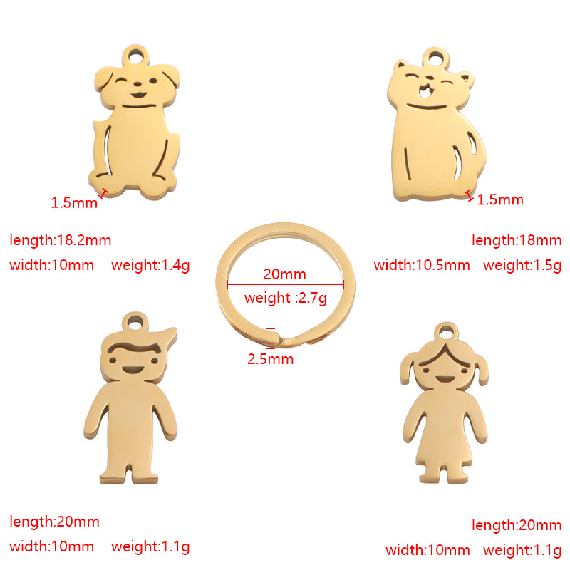 Cute Simple Style Animal Cartoon Character Titanium Steel Plating None 18K Gold Plated Keychain display picture 1
