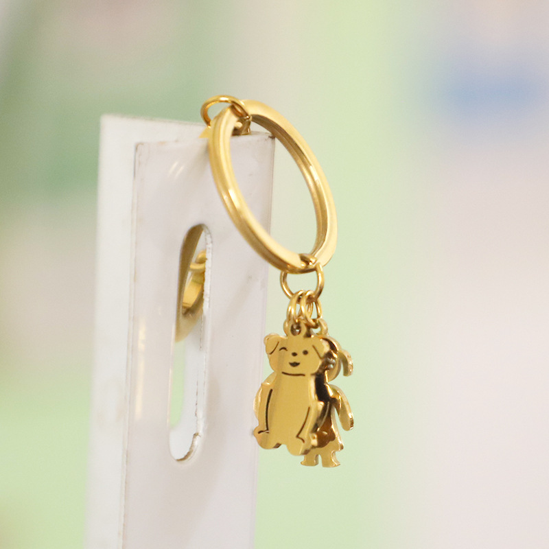 Cute Simple Style Animal Cartoon Character Titanium Steel Plating None 18K Gold Plated Keychain display picture 9