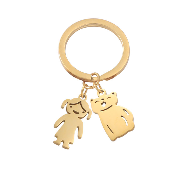 Cute Simple Style Animal Cartoon Character Titanium Steel Plating None 18K Gold Plated Keychain display picture 47