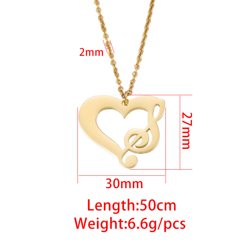 Titanium Steel 18K Gold Plated Simple Style Plating Hollow Out Heart Shape Notes None Pendant Necklace display picture 1