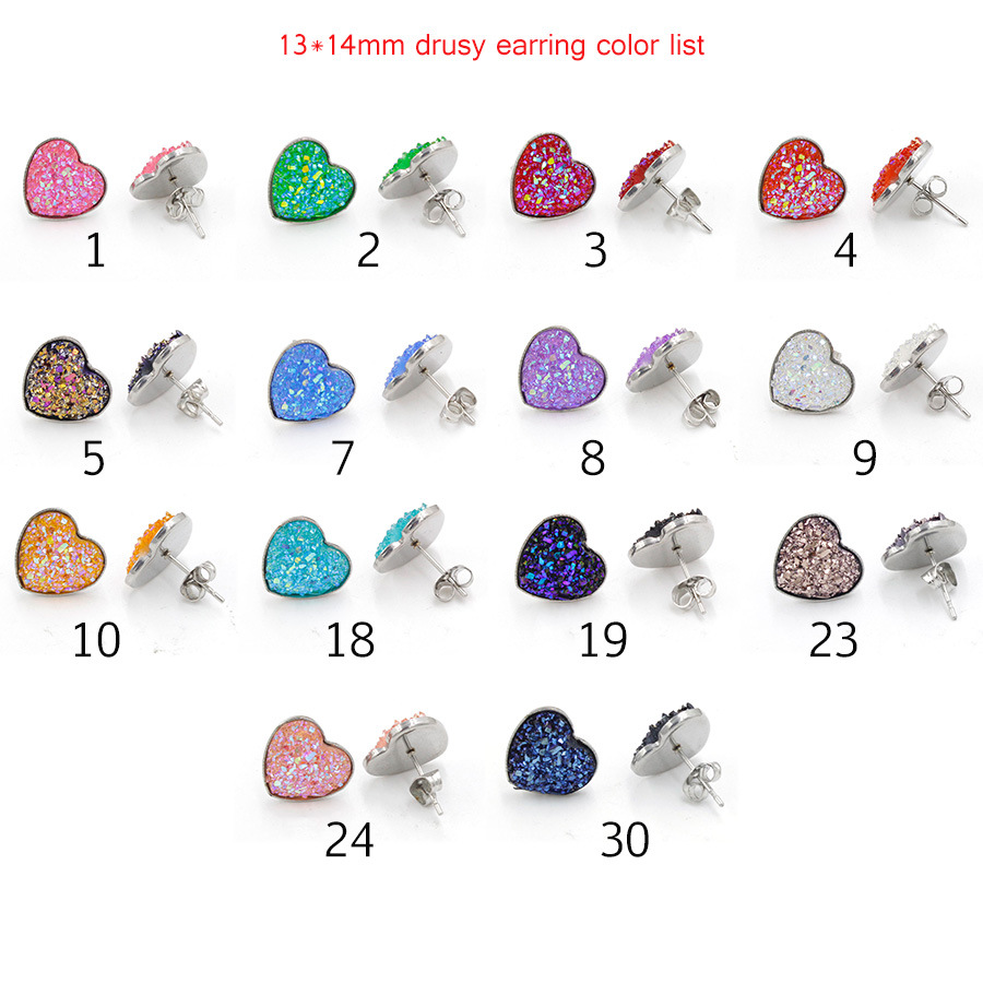 1 Pair Simple Style Heart Shape Stainless Steel Resin Resin None Ear Studs display picture 1