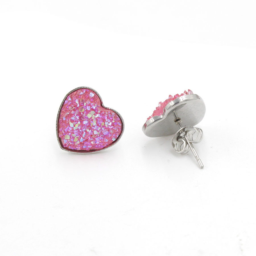 1 Pair Simple Style Heart Shape Stainless Steel Resin Resin None Ear Studs display picture 7