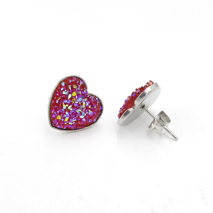 1 Pair Simple Style Heart Shape Stainless Steel Resin Resin None Ear Studs display picture 9