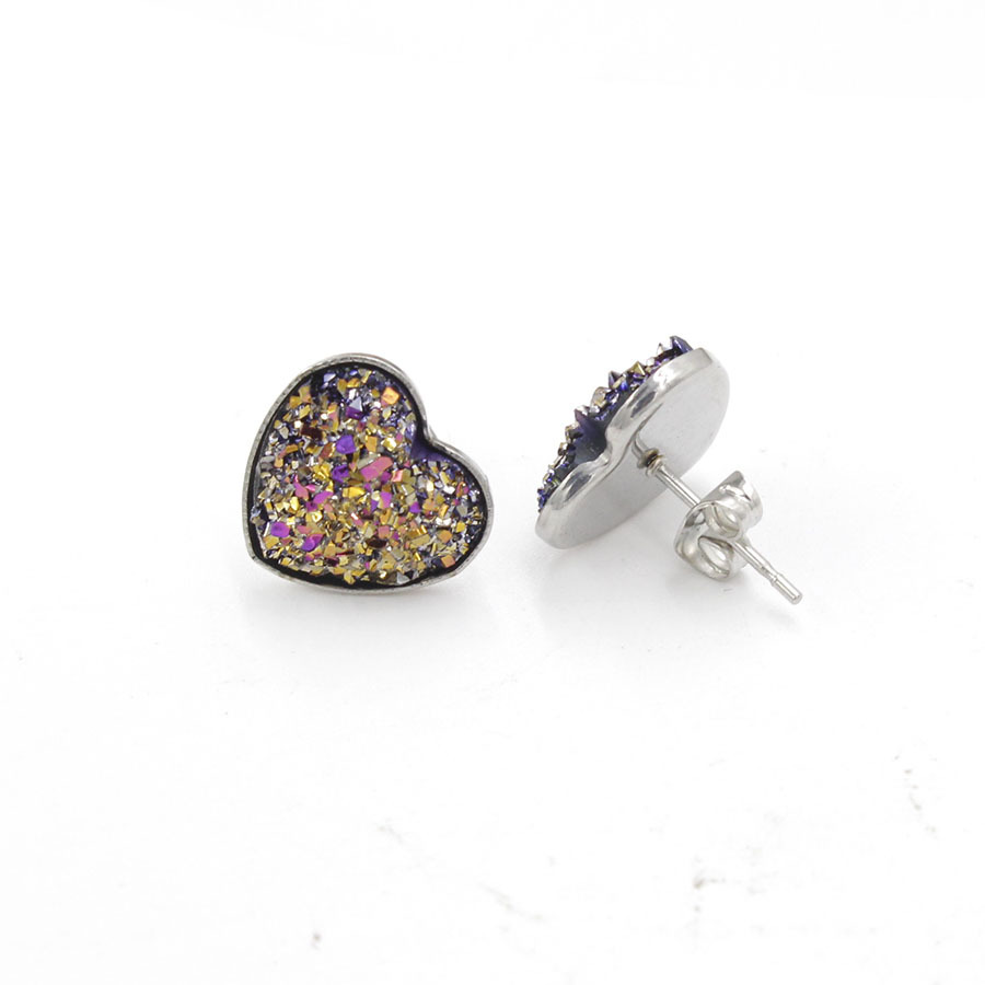 1 Pair Simple Style Heart Shape Stainless Steel Resin Resin None Ear Studs display picture 11