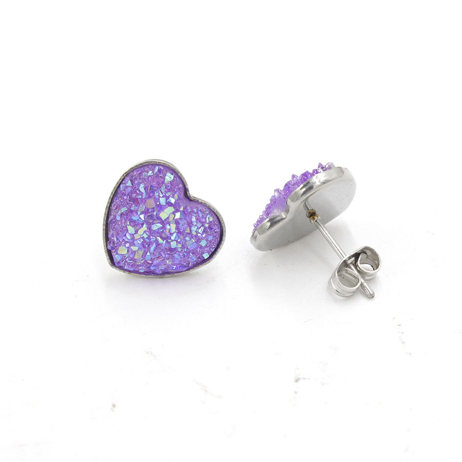 1 Pair Simple Style Heart Shape Stainless Steel Resin Resin None Ear Studs display picture 13