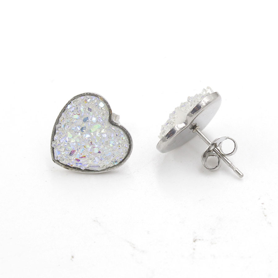 1 Pair Simple Style Heart Shape Stainless Steel Resin Resin None Ear Studs display picture 14