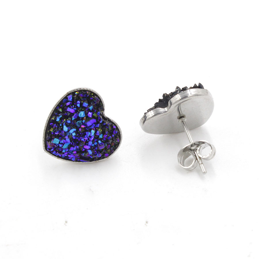 1 Pair Simple Style Heart Shape Stainless Steel Resin Resin None Ear Studs display picture 18