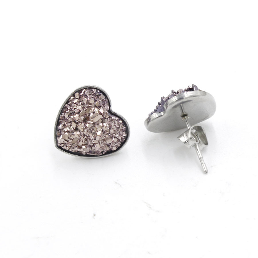 1 Pair Simple Style Heart Shape Stainless Steel Resin Resin None Ear Studs display picture 20