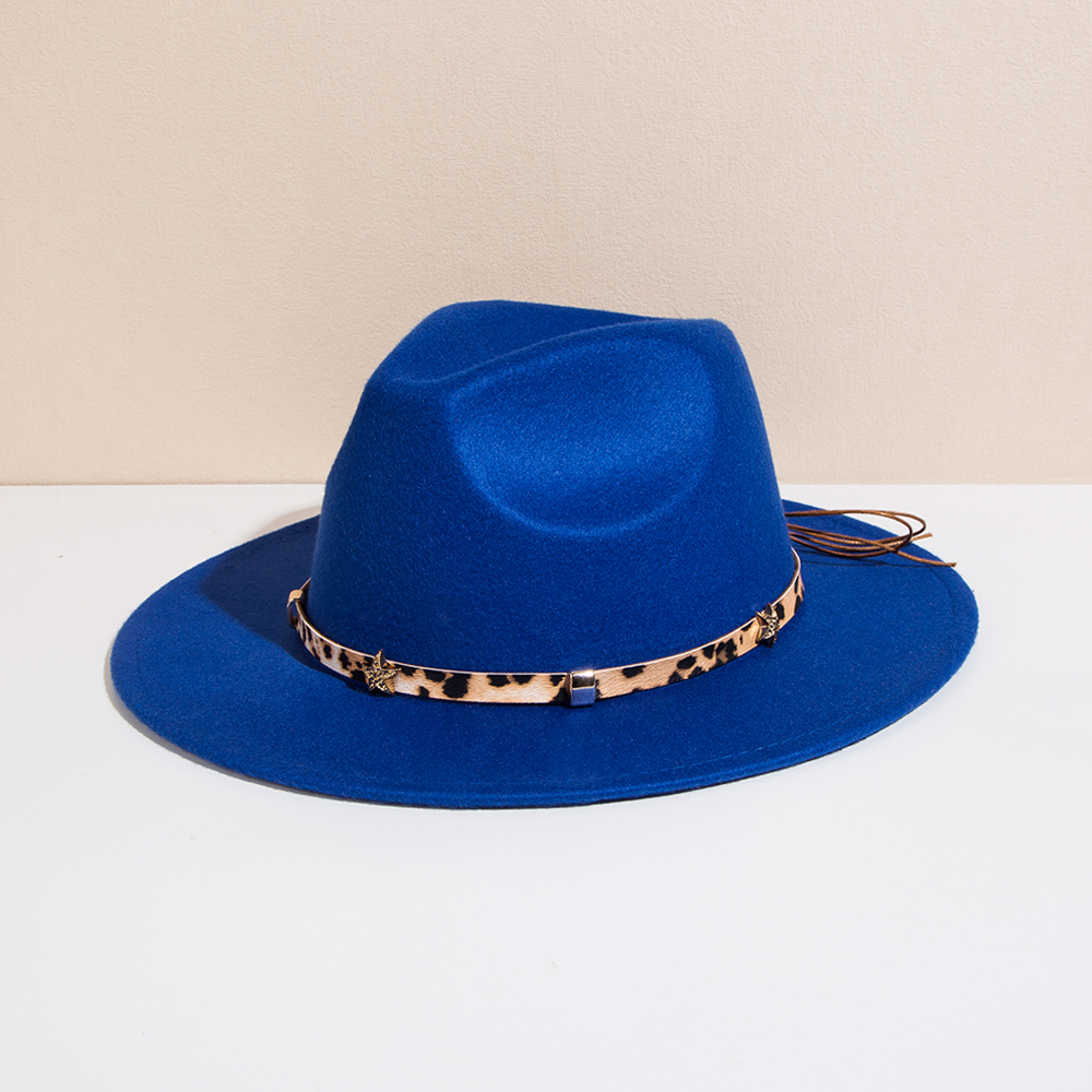 Unisex Basic Cowboy Style Solid Color Belt Buckle Wide Eaves Fedora Hat display picture 4