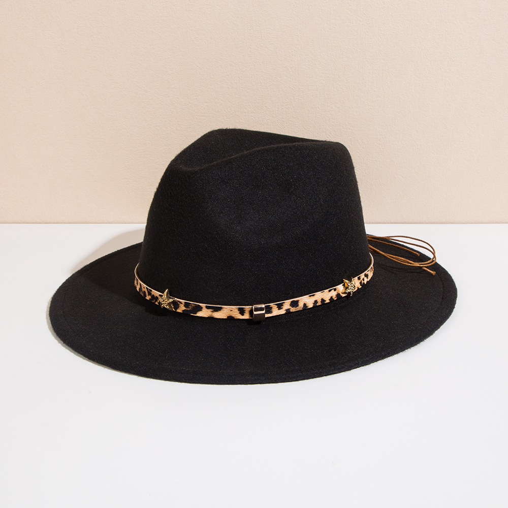 Unisex Basic Cowboy Style Solid Color Belt Buckle Wide Eaves Fedora Hat display picture 9