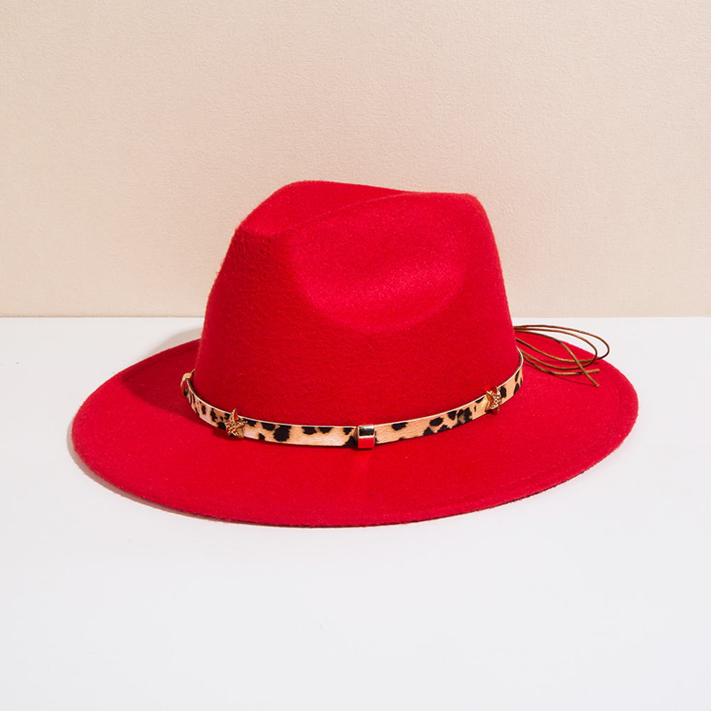 Unisex Basic Cowboy Style Solid Color Belt Buckle Wide Eaves Fedora Hat display picture 14