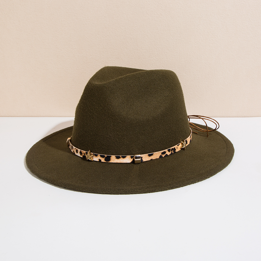Unisex Basic Cowboy Style Solid Color Belt Buckle Wide Eaves Fedora Hat display picture 11