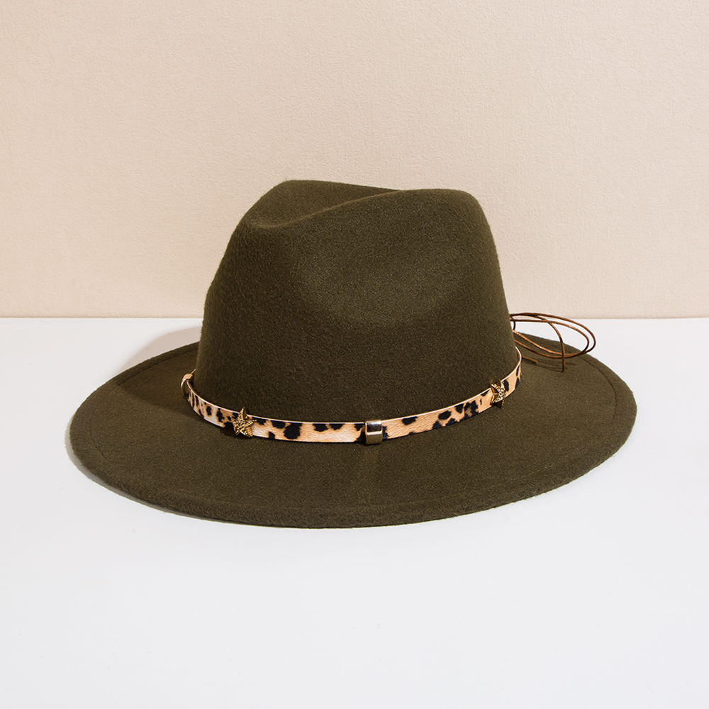 Unisexe De Base Style Cow-boy Couleur Unie Boucle De Ceinture Avant-toit Large Chapeau Fédora display picture 11