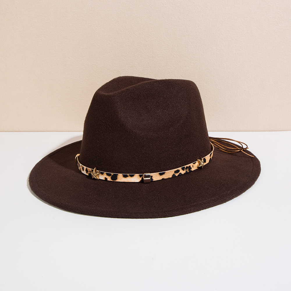 Unisex Basic Cowboy Style Solid Color Belt Buckle Wide Eaves Fedora Hat display picture 10