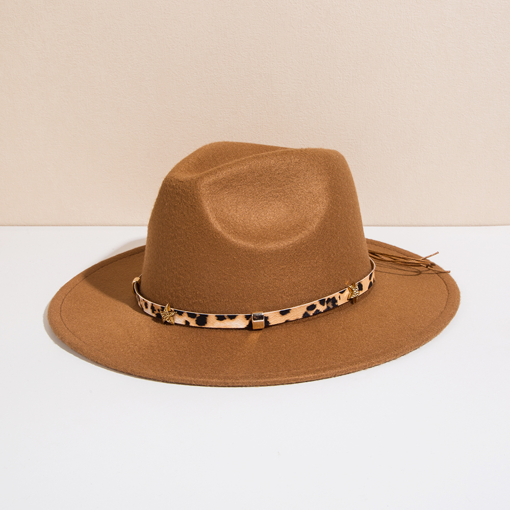 Unisex Basic Cowboy Style Solid Color Belt Buckle Wide Eaves Fedora Hat display picture 17