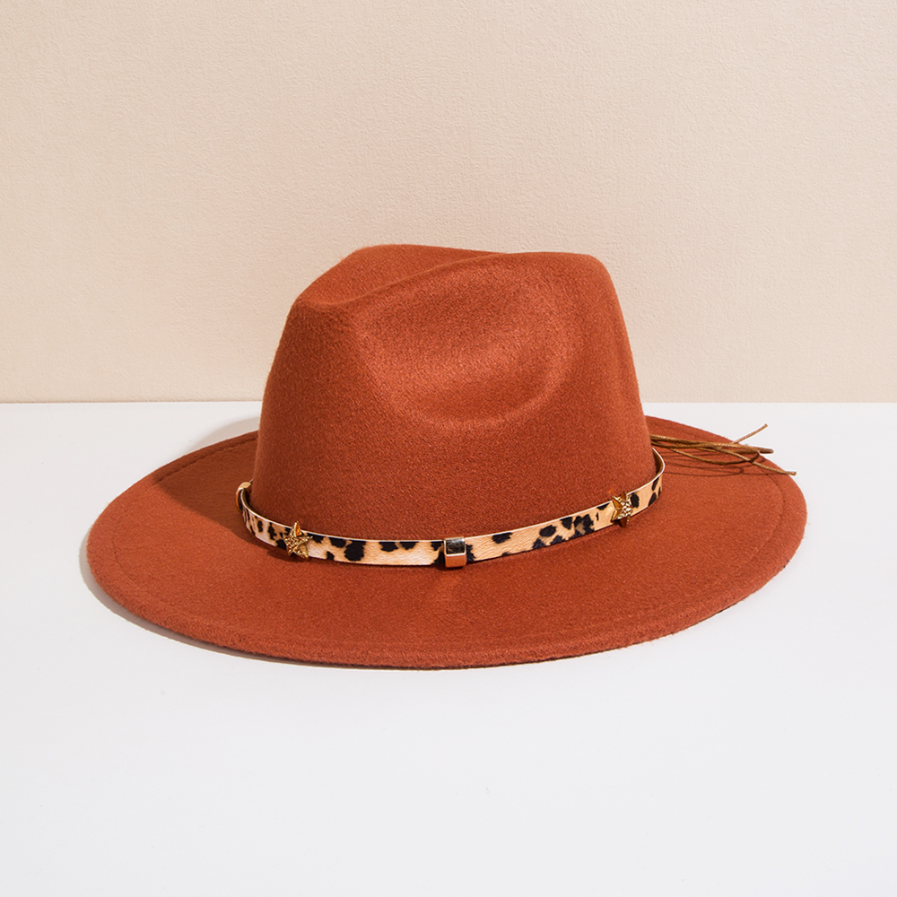 Unisex Basic Cowboy Style Solid Color Belt Buckle Wide Eaves Fedora Hat display picture 20