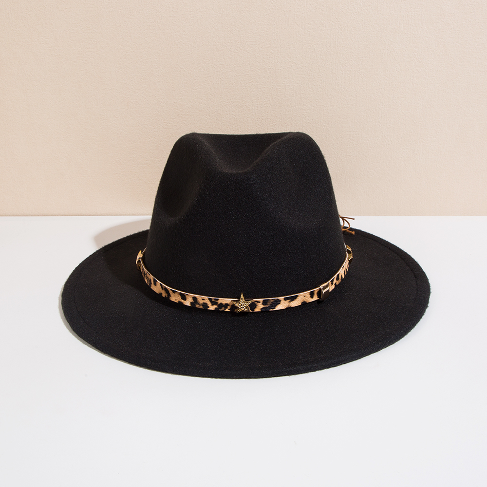 Unisex Basic Cowboy Style Solid Color Belt Buckle Wide Eaves Fedora Hat display picture 22