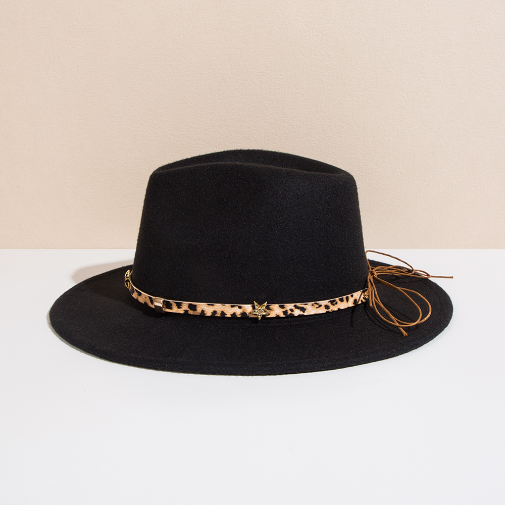 Unisex Basic Cowboy Style Solid Color Belt Buckle Wide Eaves Fedora Hat display picture 23