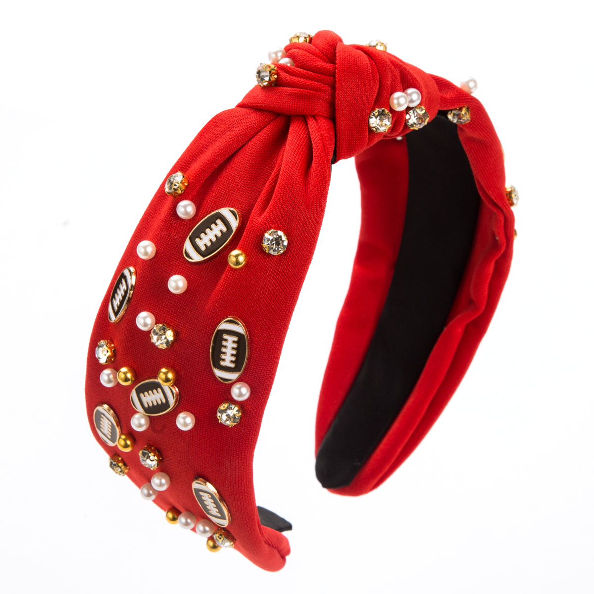 Women's Elegant Vintage Style Solid Color Cloth Inlay Rhinestones Pearl Hair Band display picture 6