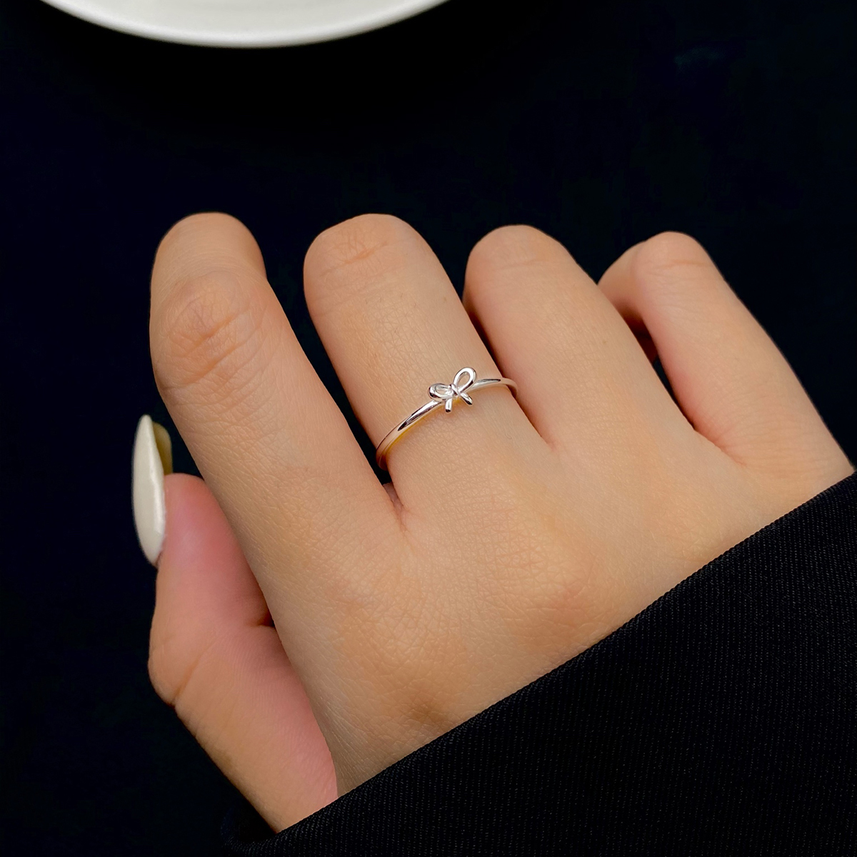 Sweet Simple Style Bow Knot Sterling Silver Plating White Gold Plated Gold Plated Open Rings display picture 2