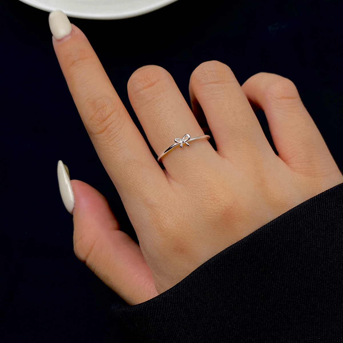 Sweet Simple Style Bow Knot Sterling Silver Plating White Gold Plated Gold Plated Open Rings display picture 1