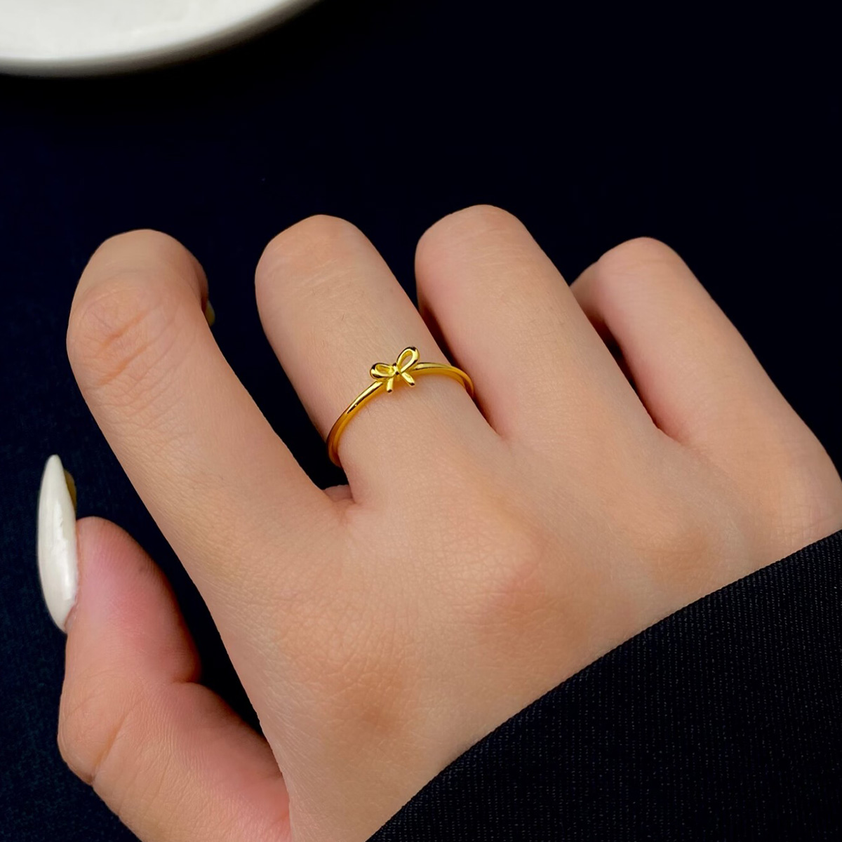 Sweet Simple Style Bow Knot Sterling Silver Plating White Gold Plated Gold Plated Open Rings display picture 7