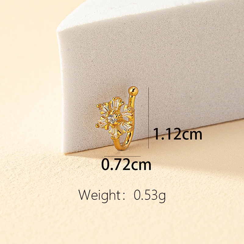 Casual Commute Snowflake Alloy Plating Inlay Glass 14k Gold Plated Nose Ring Nose Studs display picture 4