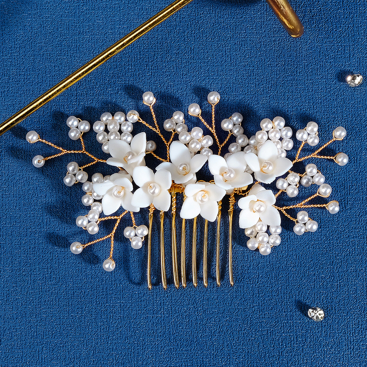 Retro Flower Imitation Pearl Pearl Insert Comb display picture 2