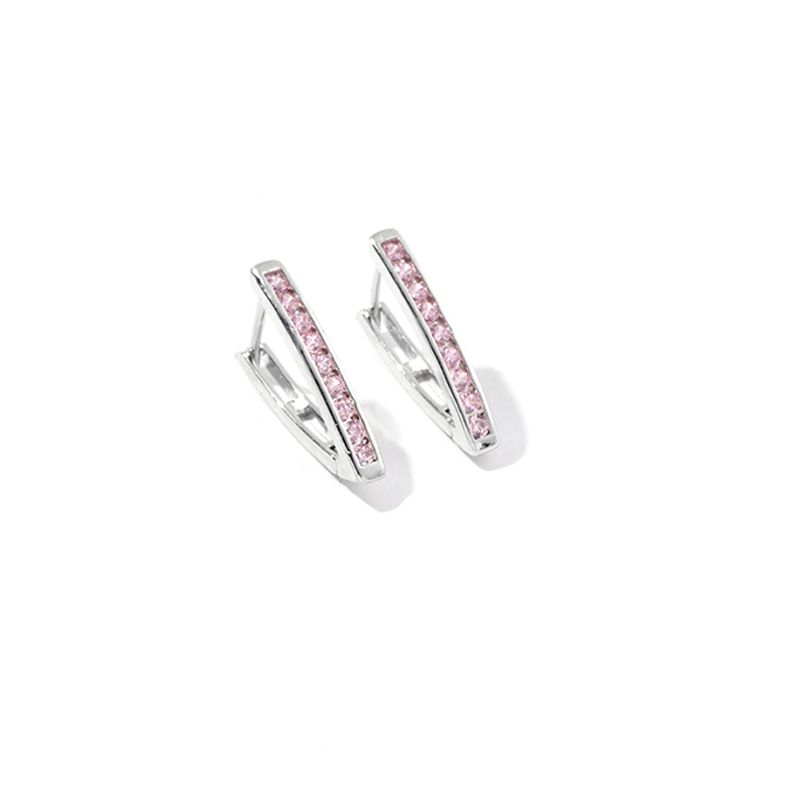 1 Pair Ig Style Simple Style V Shape Plating Inlay Copper Zircon White Gold Plated Earrings display picture 3