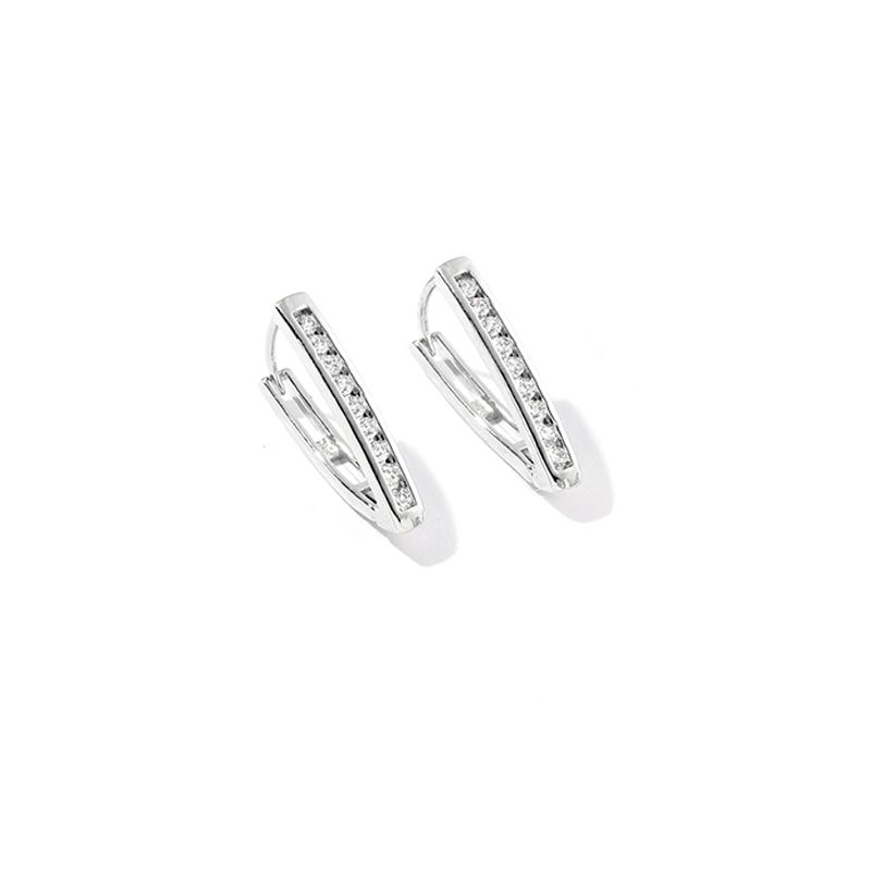 1 Pair Ig Style Simple Style V Shape Plating Inlay Copper Zircon White Gold Plated Earrings display picture 4