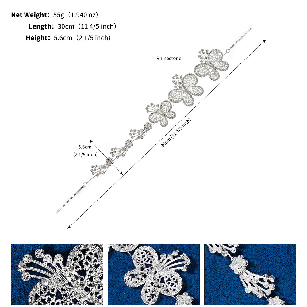 Ig Style Shiny Flower Butterfly Alloy Hollow Out Inlay Rhinestones Hair Band display picture 2