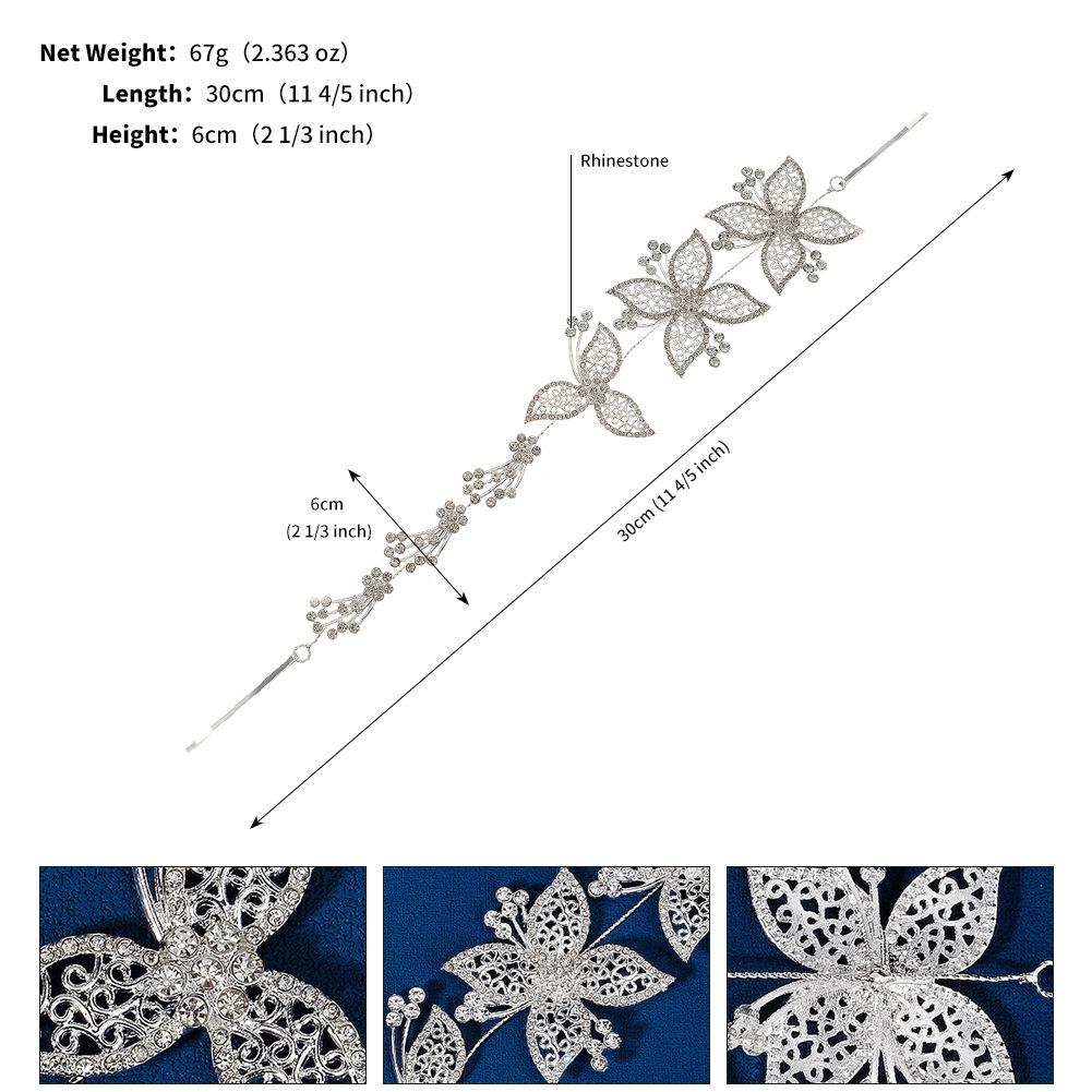 Ig-stil Glänzend Blume Schmetterling Legierung Aushöhlen Inlay Strasssteine Haarband display picture 3