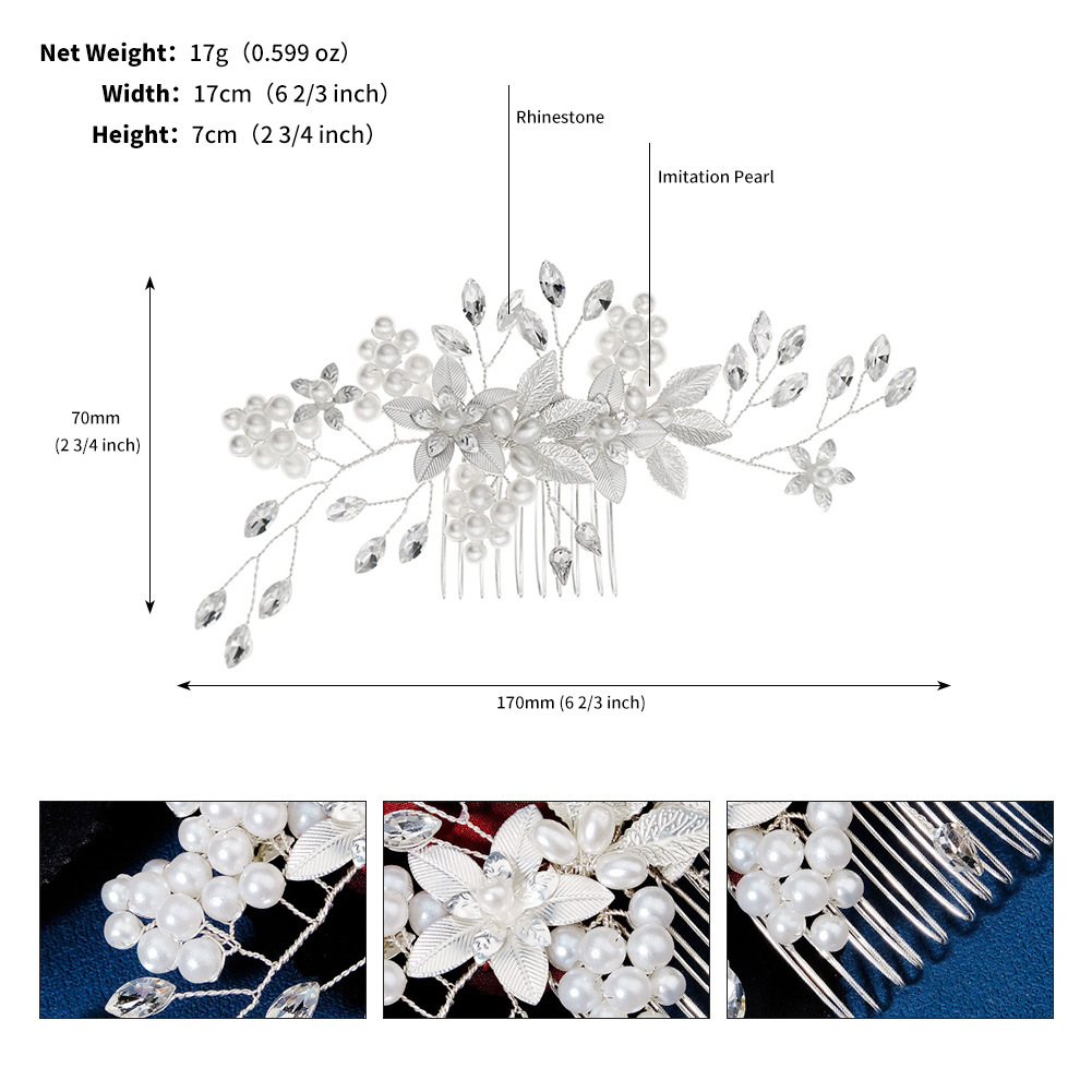 Retro Flower Metal Crystal Pearl Insert Comb display picture 3