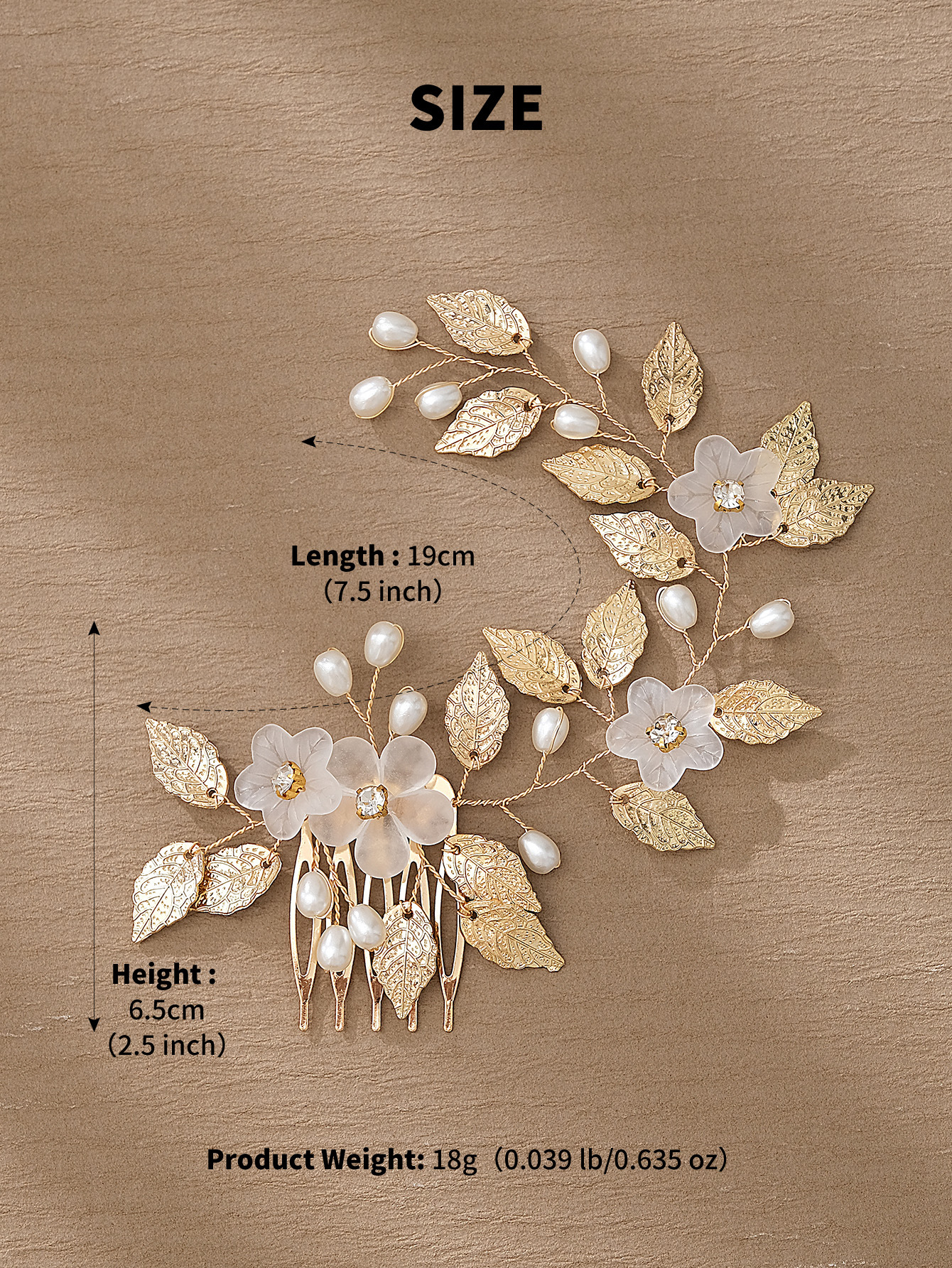 Rétro Feuille Fleur Alliage Le Cuivre Perle Incruster Strass Insert Peigne display picture 3