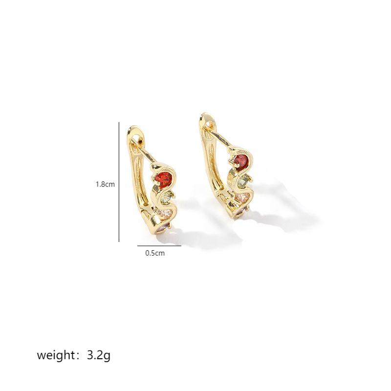 1 Pair Luxurious S Shape Plating Inlay Copper Zircon 18k Gold Plated White Gold Plated Earrings display picture 2