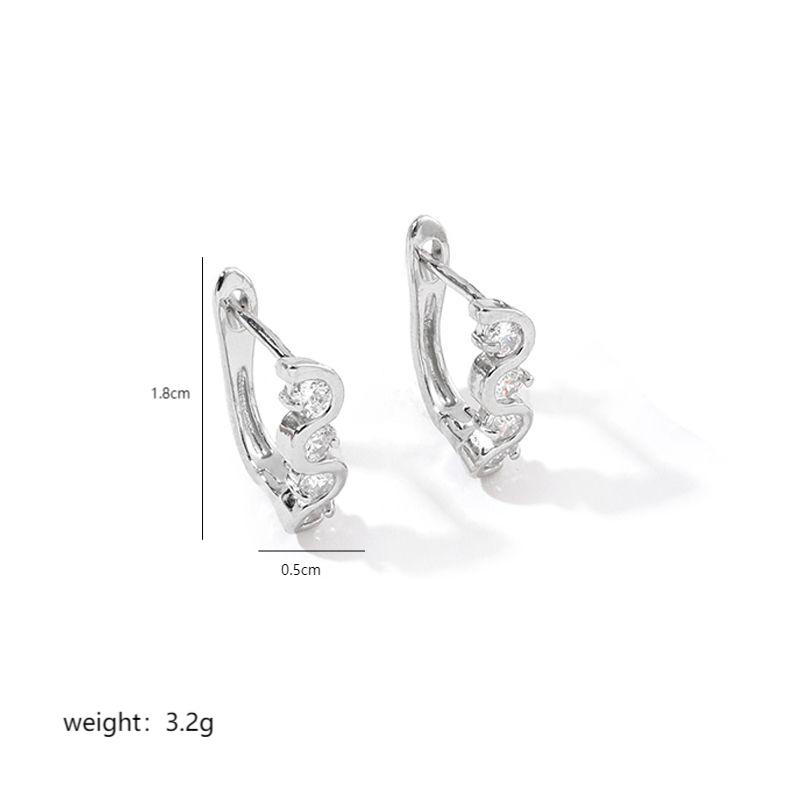 1 Pair Luxurious S Shape Plating Inlay Copper Zircon 18k Gold Plated White Gold Plated Earrings display picture 3