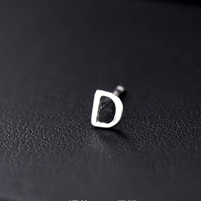 1 Piece Hip-hop Retro Letter Plating Sterling Silver Silver Plated Ear Studs display picture 8