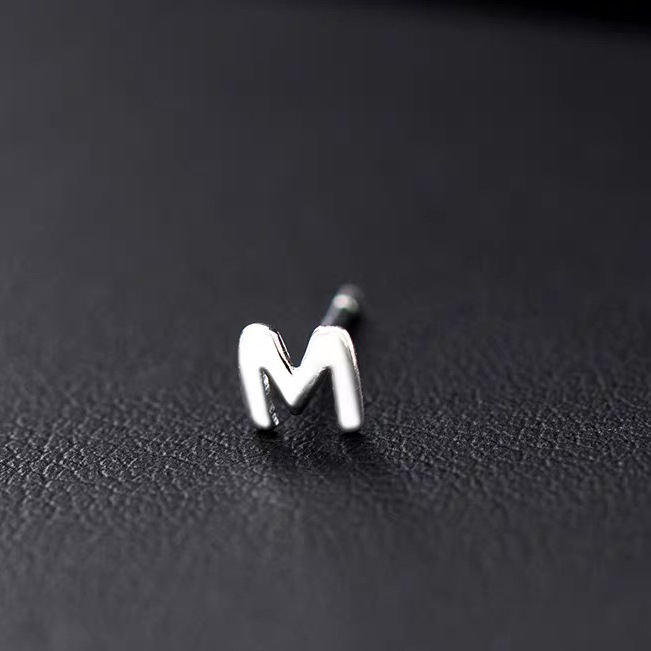1 Piece Hip-hop Retro Letter Plating Sterling Silver Silver Plated Ear Studs display picture 17