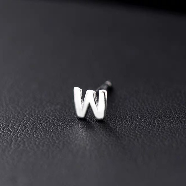 1 Piece Hip-hop Retro Letter Plating Sterling Silver Silver Plated Ear Studs display picture 27