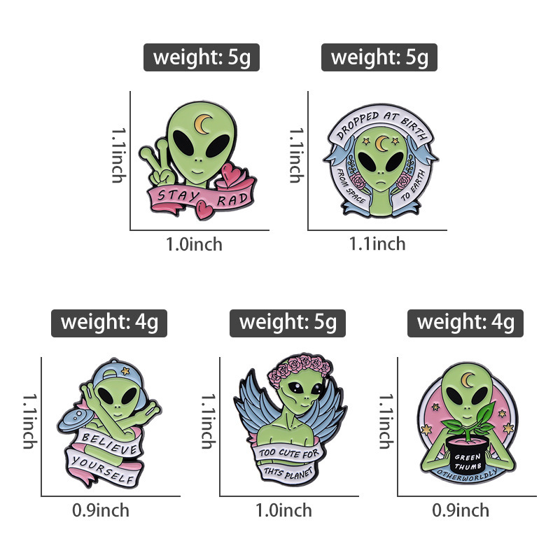 Cartoon Style Alien Letter Alloy Stoving Varnish Unisex Brooches display picture 1