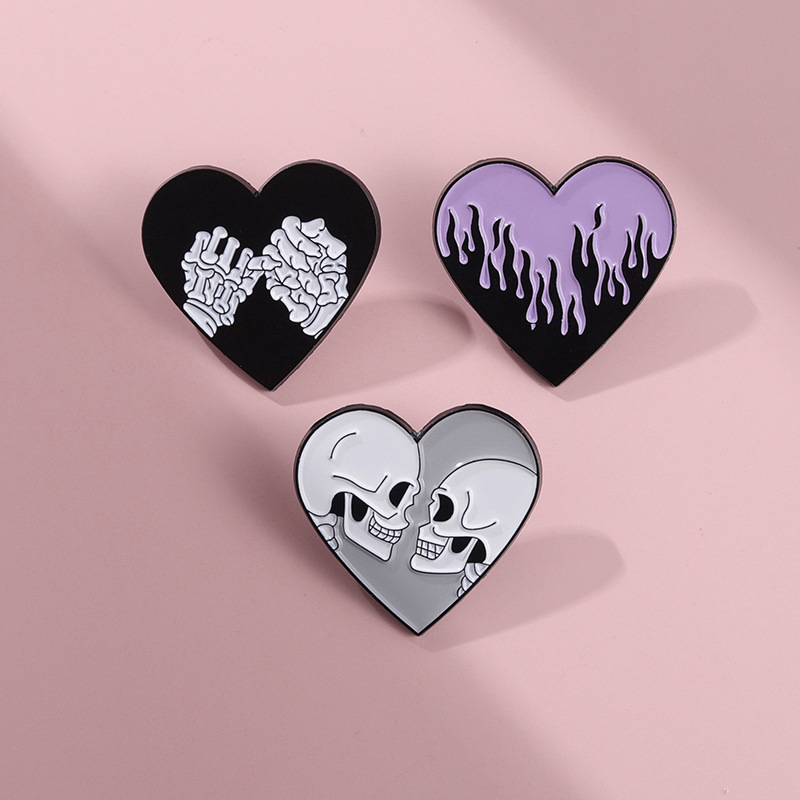 Cartoon Style Cute Sea Wave Heart Shape Skull Alloy Stoving Varnish Unisex Brooches display picture 5