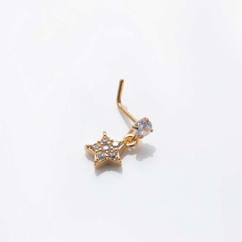 1 Piece Nose Rings & Studs Basic Classic Style Heart Shape Flower Butterfly 316L Stainless Steel  Copper Plating Inlay Zircon display picture 6