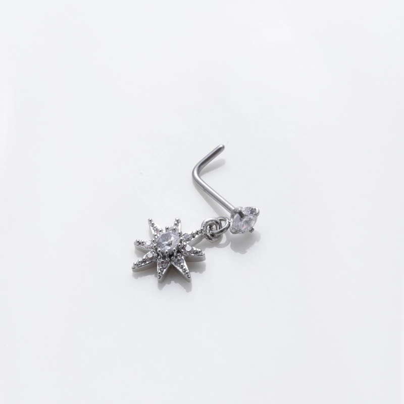 1 Piece Nose Rings & Studs Basic Classic Style Heart Shape Flower Butterfly 316L Stainless Steel  Copper Plating Inlay Zircon display picture 14