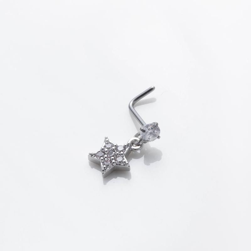 1 Piece Nose Rings & Studs Basic Classic Style Heart Shape Flower Butterfly 316L Stainless Steel  Copper Plating Inlay Zircon display picture 10