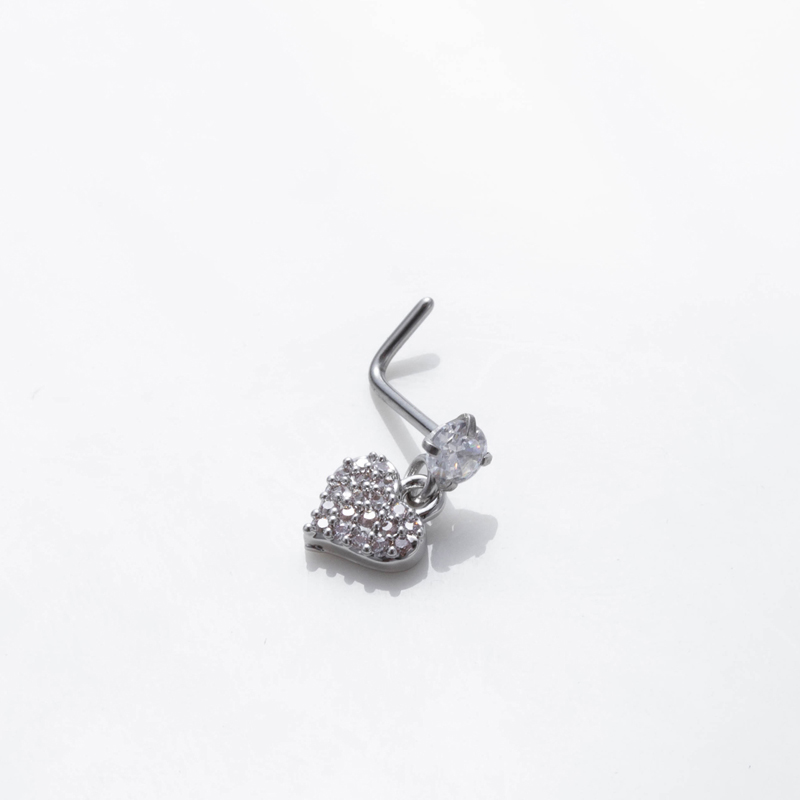 1 Piece Nose Rings & Studs Basic Classic Style Moon Starfish Heart Shape 316L Stainless Steel  Copper Plating Inlay Zircon display picture 12
