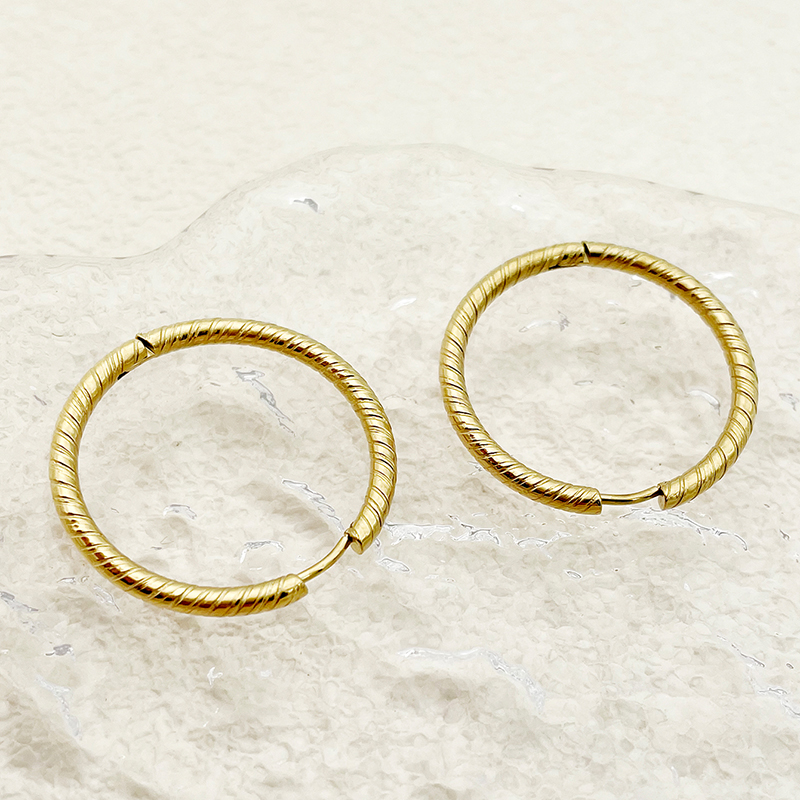 1 Pair Casual Simple Style Solid Color Plating 304 Stainless Steel Gold Plated Hoop Earrings display picture 2
