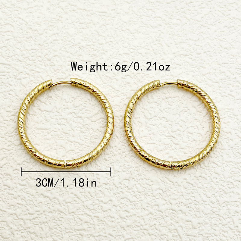1 Pair Casual Simple Style Solid Color Plating 304 Stainless Steel Gold Plated Hoop Earrings display picture 3